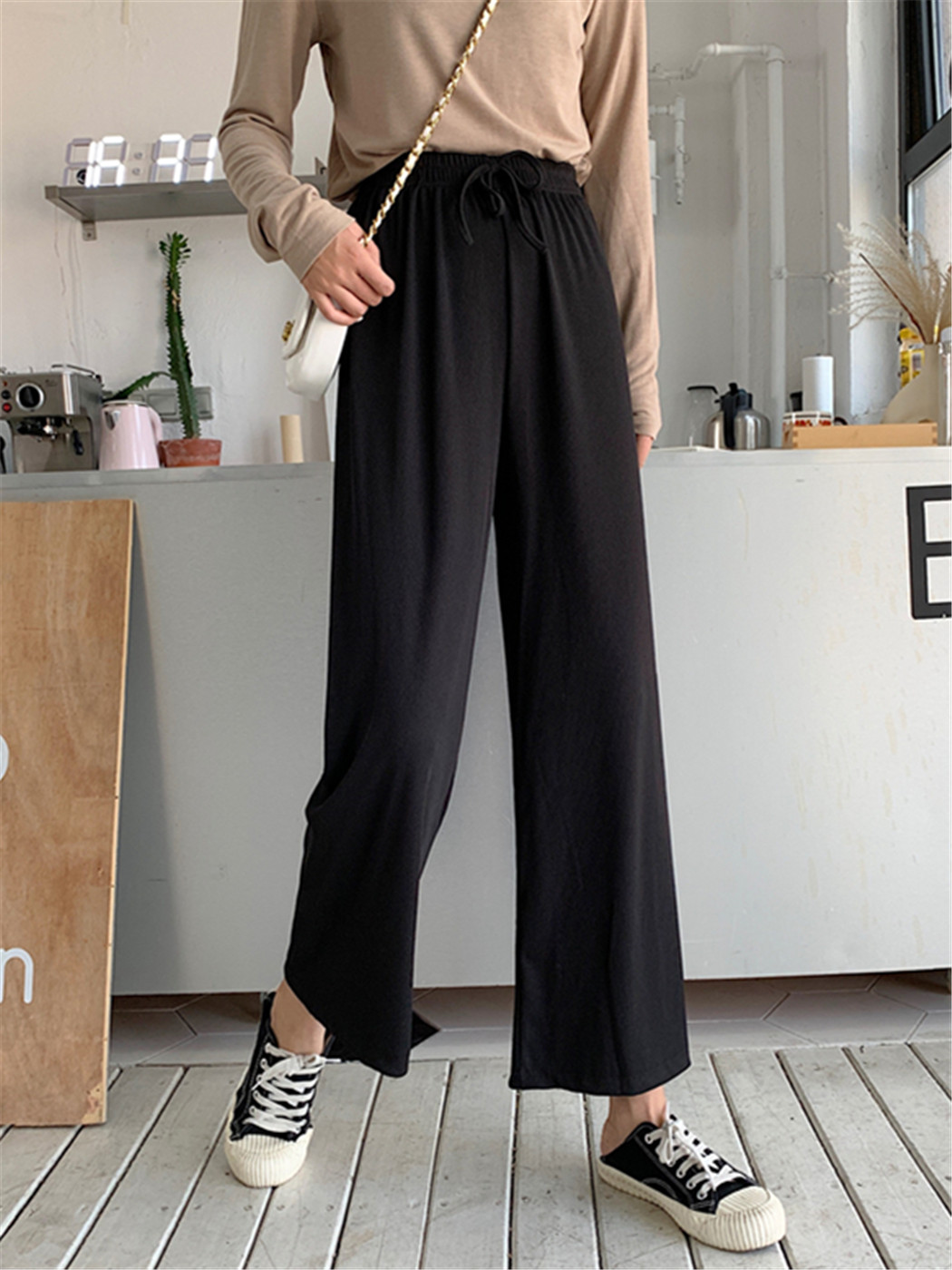 Hot Women's Casual Loose Wide Leg Crop Sweatpant Pull On Dress Pants | eBay