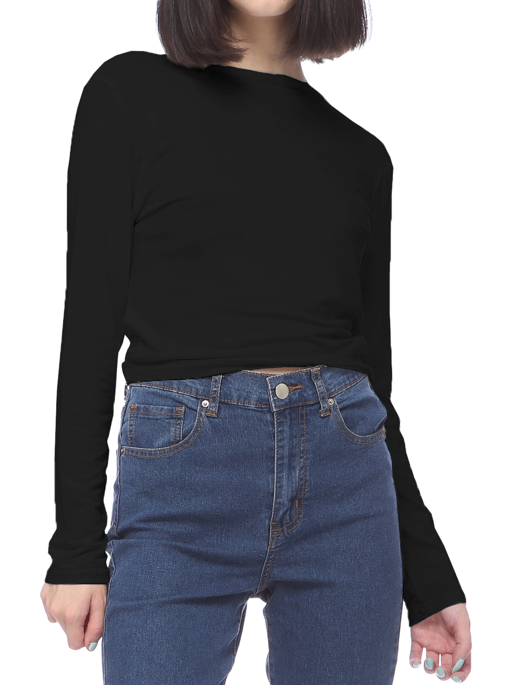 Womens Criss Cross Wrap V Neck Reversible Slim Fit Long Sleeve Crop Top Ebay 3489