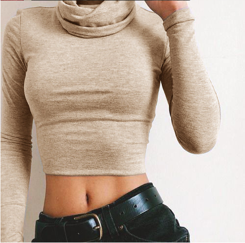 Verwonderlijk Womens Long Sleeve Turtleneck Slim Crop Tops Knit Sweater Short BC-44